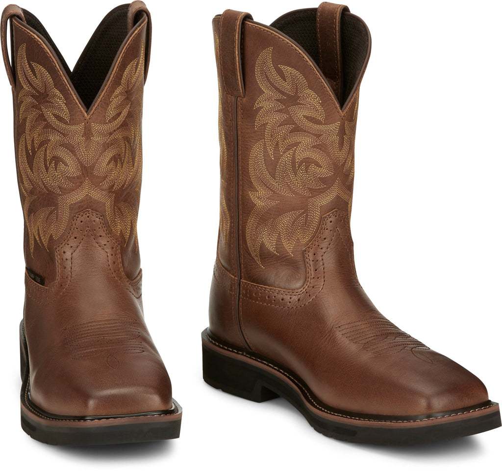 Justin Work Boots Justin Men's Stampede Handler Brown Safety Toe Work Boots - SE4824