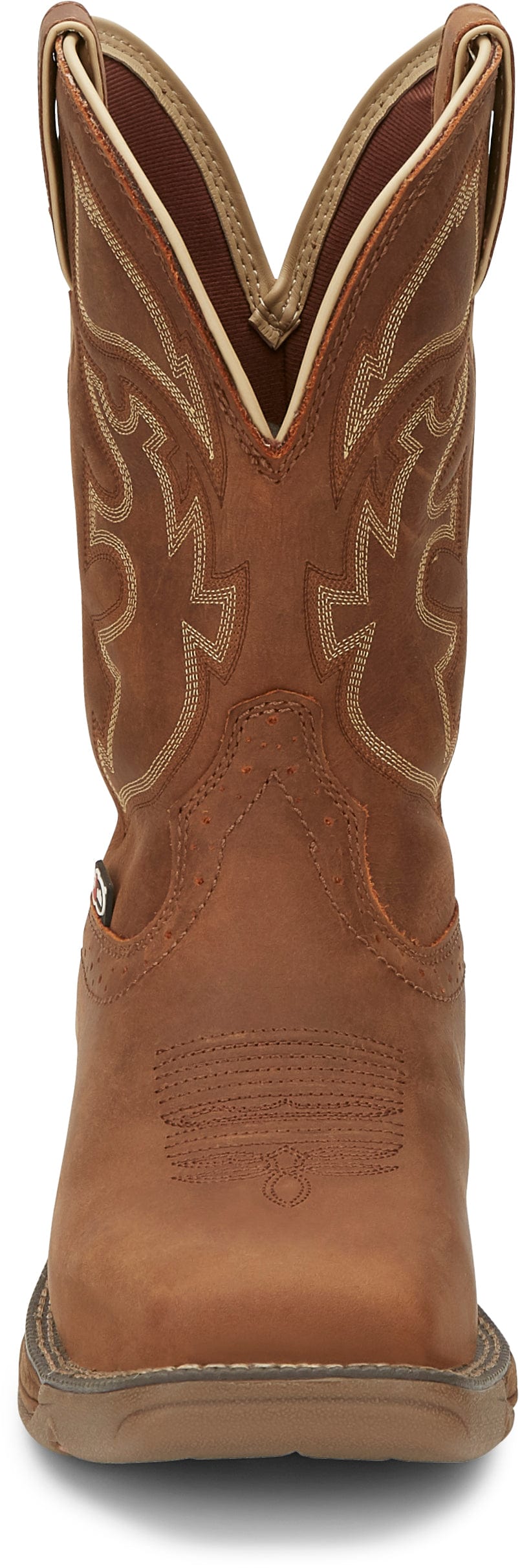 Justin Stampede Steel Toe Work Boots - Men's 11" Pull-On, Square Toe, Rugged Tan, Oil & Slip Resistant