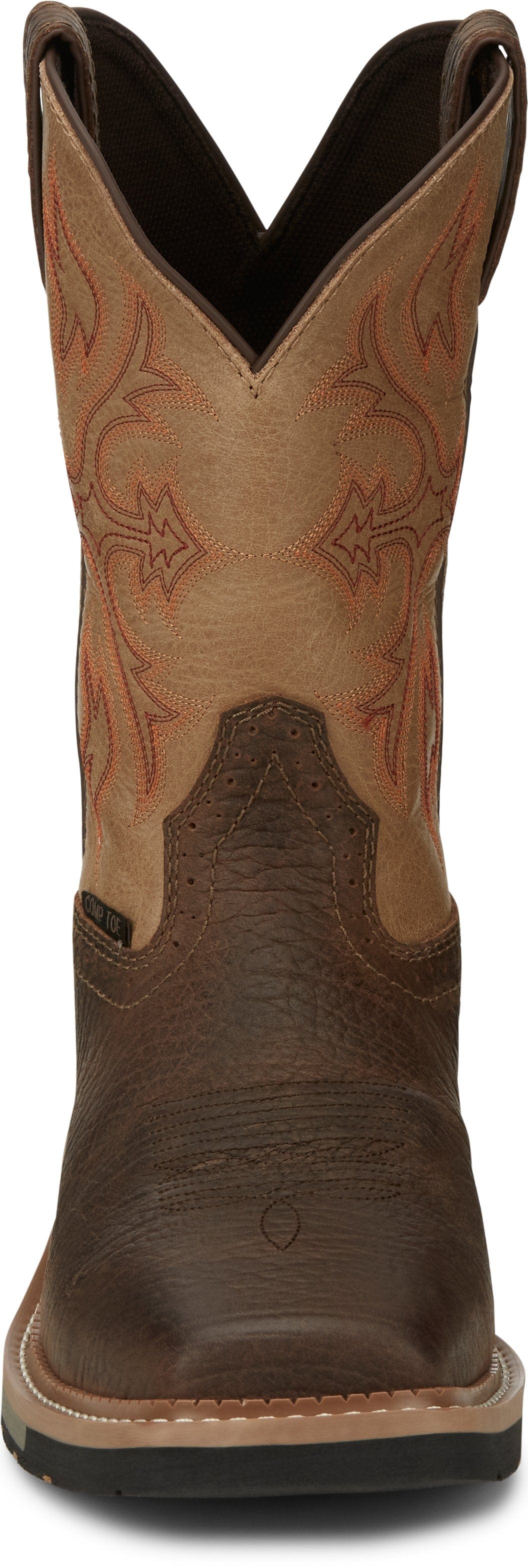 Justin Men's Stampede Bolt Light Brown Square Composite Toe Justin Men's Stampede Bolt Light Brown Square Composite Toe
