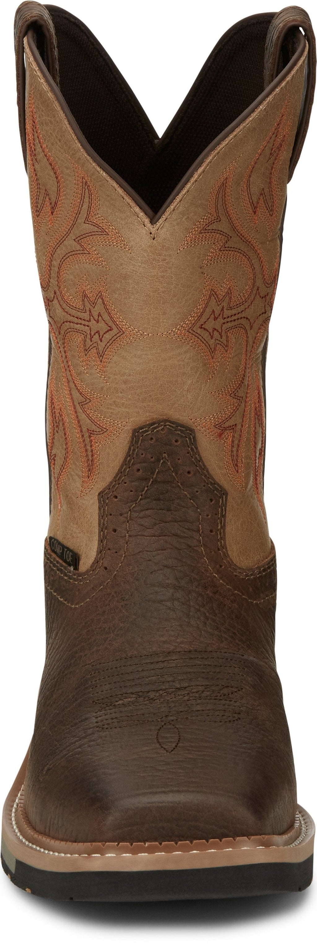 Justin Work Boots Justin Stampede Bolt Light Brown Square Composite Toe Men's Western Work Boot - SE4103