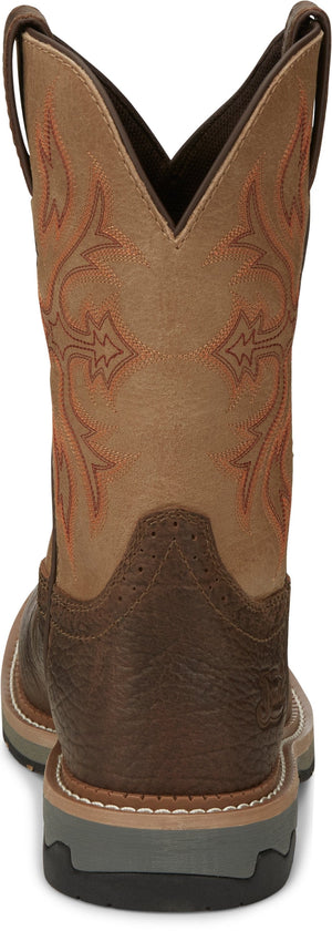 Justin Work Boots Justin Stampede Bolt Light Brown Square Composite Toe Men's Western Work Boot - SE4103