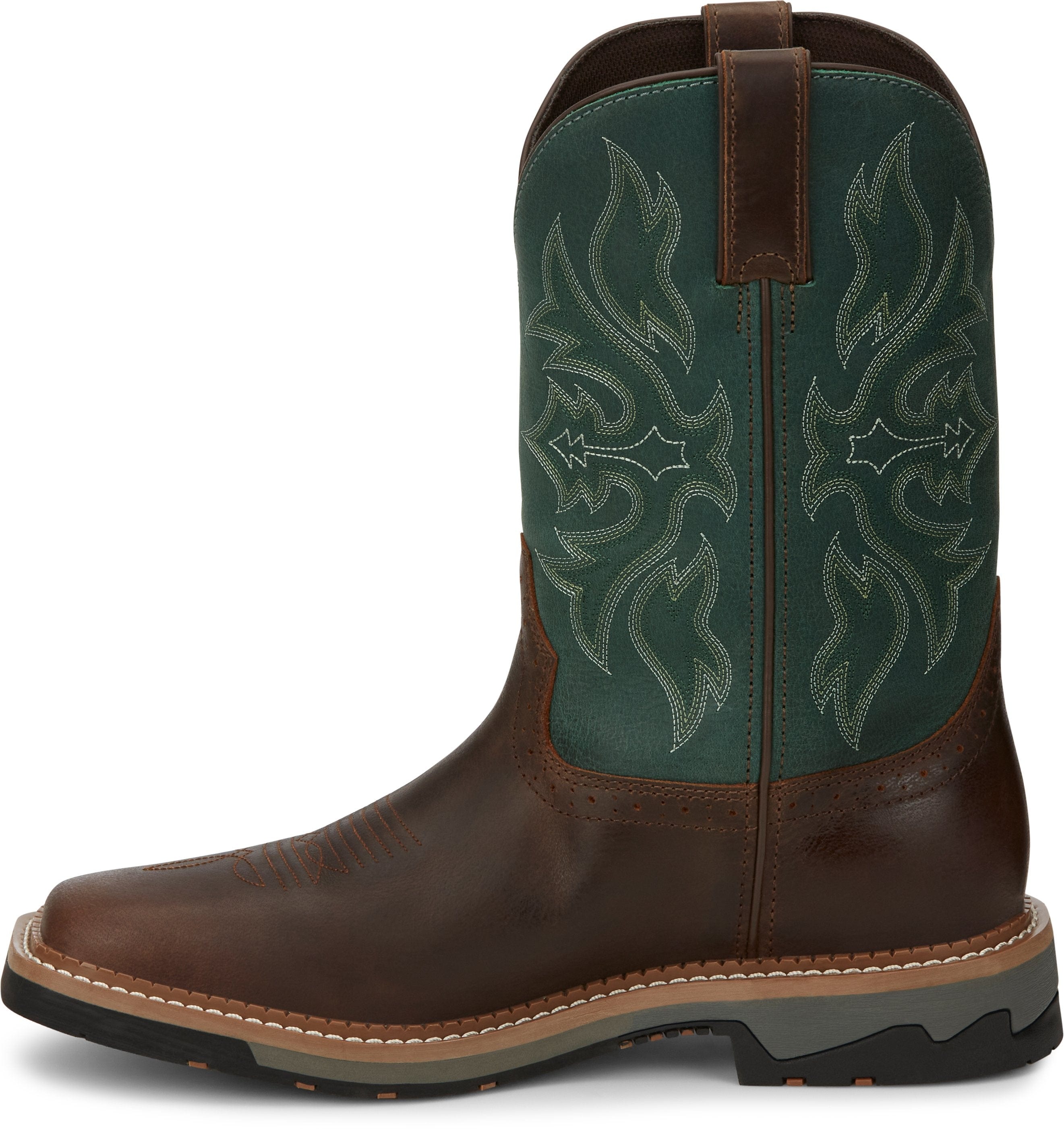 Justin Stampede Bolt Tan Square Toe Men's Waterproof Western Work