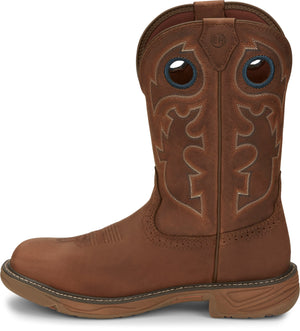 Justin Work Boots Justin Stampede Rush Barley Brown Waterproof Non-Safety Round Toe Men's Work Boots - SE4332