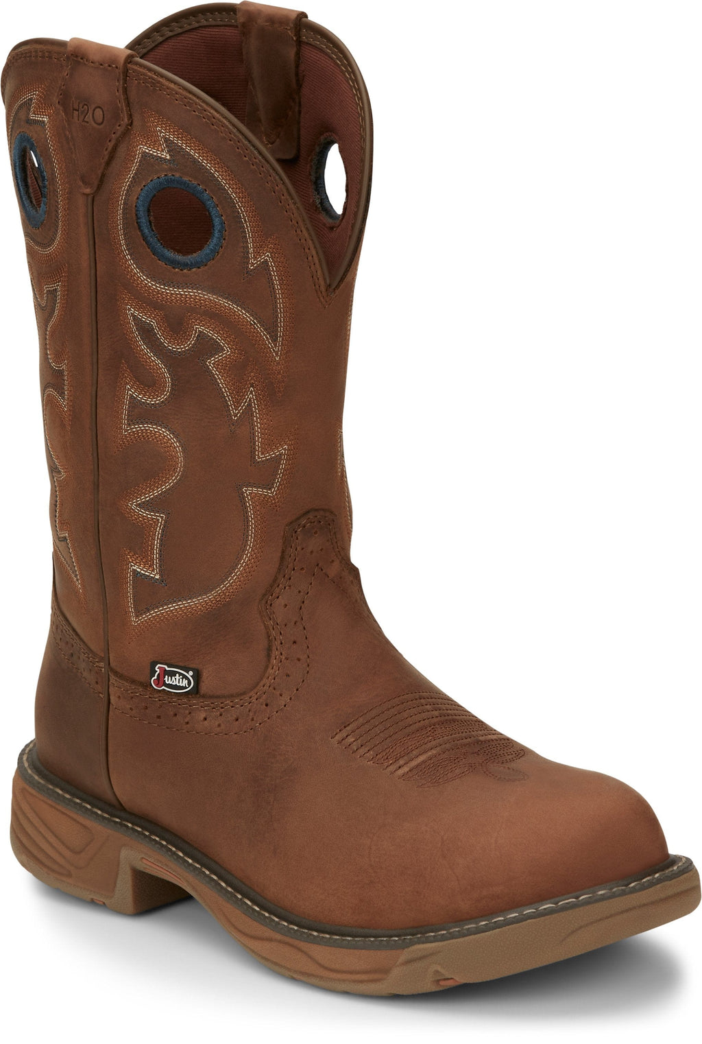 Justin Work Boots Justin Stampede Rush Barley Brown Waterproof Non-Safety Round Toe Men's Work Boots - SE4332