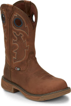 Justin Work Boots Justin Stampede Rush Barley Brown Waterproof Non-Safety Round Toe Men's Work Boots - SE4332