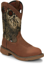 Justin Work Boots Justin Stampede Rush Barley Woodlands Round Toe Waterproof Western Work Boots - SE4318