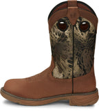 Justin Work Boots Justin Stampede Rush Barley Woodlands Round Toe Waterproof Western Work Boots - SE4318