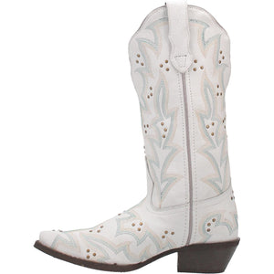 LAREDO Boots Laredo Women's Adrian White Embroidered Pull On Studded Western Boots 52419