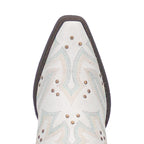 LAREDO Boots Laredo Women's Adrian White Embroidered Pull On Studded Western Boots 52419