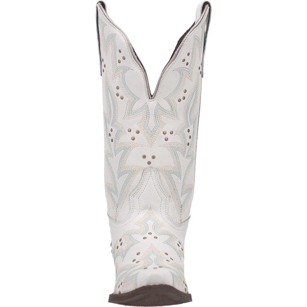LAREDO Boots Laredo Women's Adrian White Embroidered Pull On Studded Western Boots 52419