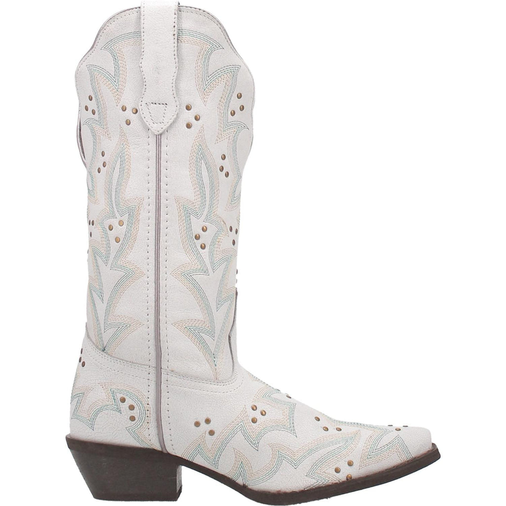 LAREDO Boots Laredo Women's Adrian White Embroidered Pull On Studded Western Boots 52419