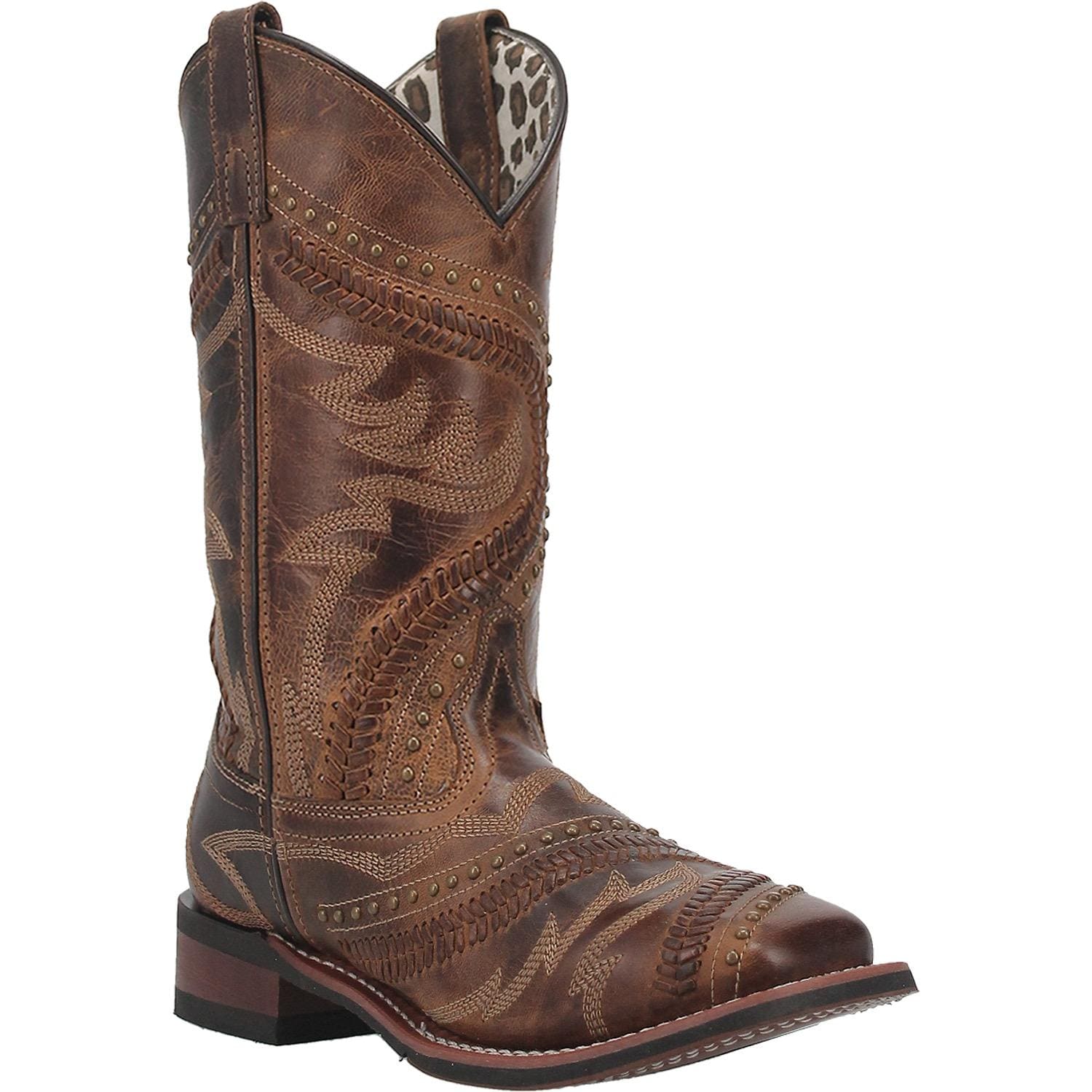 Laredo Women's Charli Brown Bucklace Studded Western Boots 5893