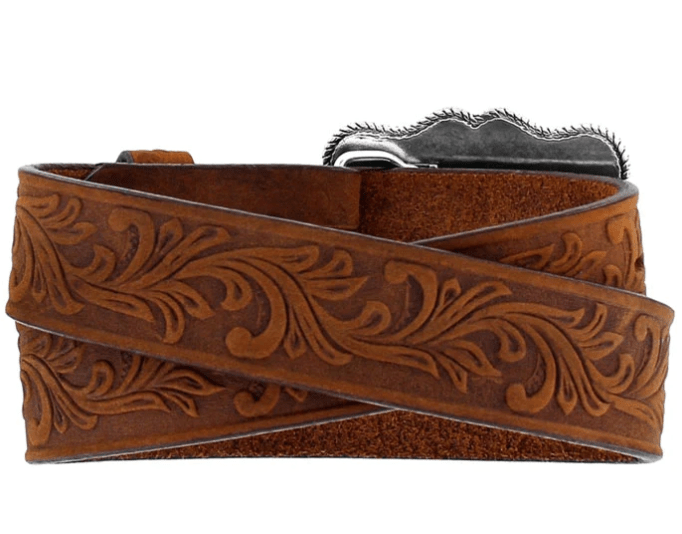 LEEGIN Accessories Justin Kids American Pride Brown Leather Belt C30219