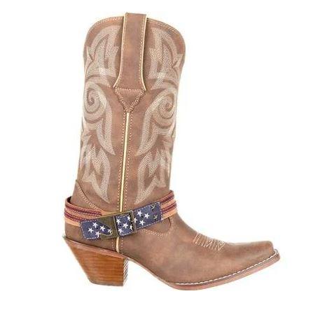 M&F WESTERN Boots Durango Women's Crush Flag Accessory Brown Snip Toe Cowgirl Boots - DRD0208