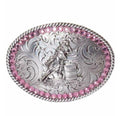 M&F WESTERN Buckle Nocona Girl's Belt Buckle Pink Crystal Barrel Racer - 37380