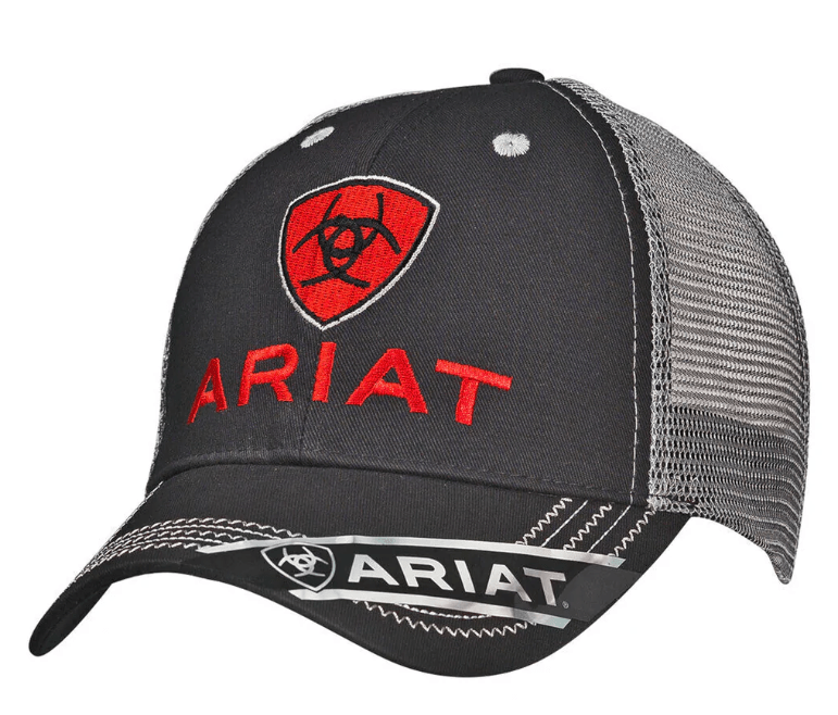 M&F WESTERN Hats Ariat Men's Black/Red Logo Snapback Ball Cap 1515866