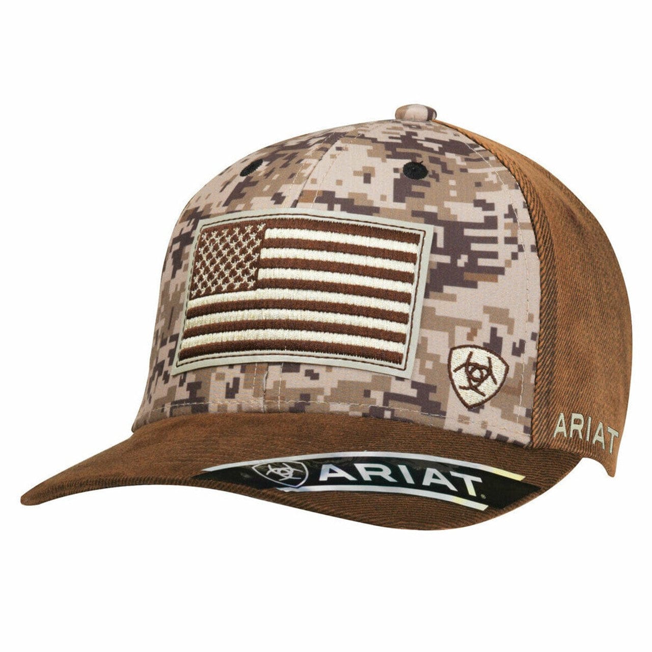 M&F WESTERN Hats Ariat Men's Brown Digital Camo Snapback Patch Ball Cap 15094156