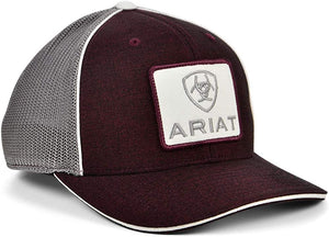 M&F WESTERN Hats Ariat Men's Signature Logo Patch Heather Burgundy Ball Cap A300004809