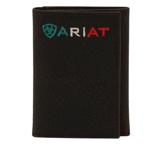 M&F WESTERN Wallet Ariat Men's Mexico Flag Rowdy Brown Trifold Wallet A35508282