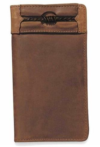 M&F WESTERN Wallet Leegin Aged Brown Leather Fenced in Checkbook Wallet - E80219