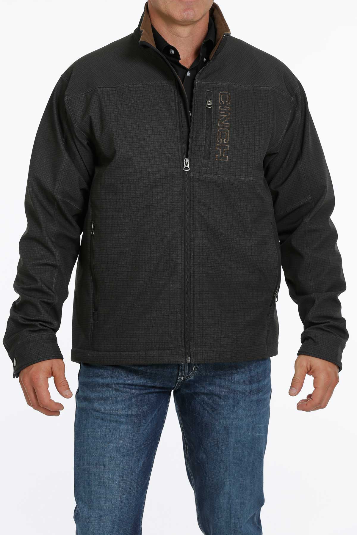 MILLER INTERNATIONAL Outerwear Cinch Men's Concealed Carry Black Printed Bonded Jacket MWJ1537002
