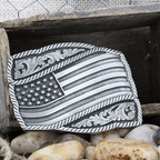 Montana Silversmiths Buckle Montana Silversmiths Classic Impressions Waving American Flag Attitude Buckle A590S
