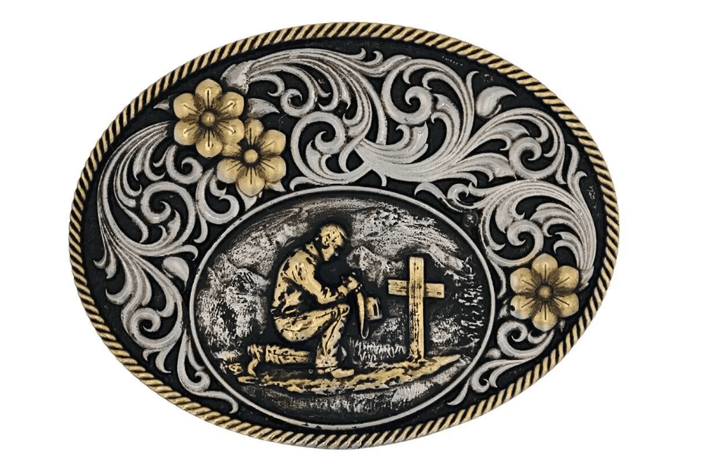 MONTANA SILVERSMITHS Buckle Montana Silversmiths Men's Christian Cowboy In the Wilderness Attitude Buckle A899