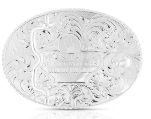 MONTANA SILVERSMITHS Buckle Montana Silversmiths Two-Tone Engraved Western Buckle with Longhorn 1849-767M