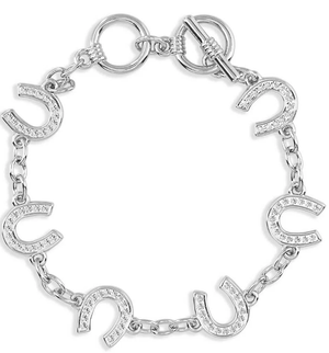 Montana Silversmiths Jewelry Montana Silversmiths Crystal Clear Lucky Horseshoe Link Bracelet BC620