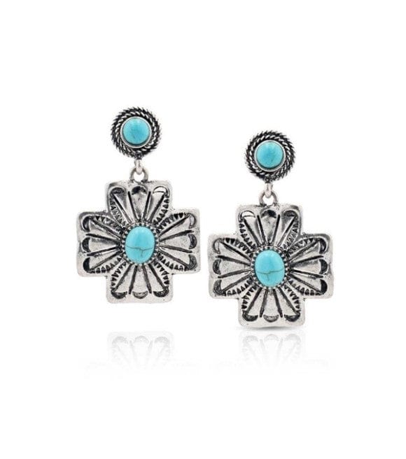 MONTANA SILVERSMITHS Jewelry Montana Silversmiths Women's Turquoise Petaled Earrings AER5425