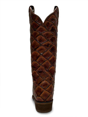 NOCONA Boots Nocona Women’s Posh Bessie Cognac Exotic Fish Scale Print Cowgirl Fashion Boots –NL7061