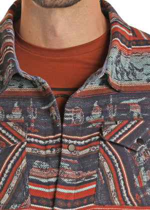 PANHANDLE Outerwear Men's Rock & Roll Aztec Brushed Twill Shirt Jacket 92-1113
