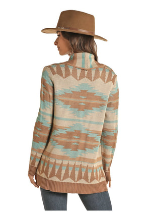 PANHANDLE Outerwear Rock & Roll Cowgirl Women's Aztec Multi Color Open Front Cardigan 46-1179