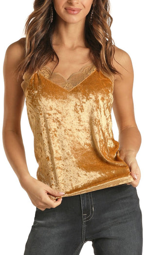 PANHANDLE Shirts Gold / Small Rock & Roll Cowgirl Women's Crush Velvet Cami 49-1164