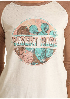 PANHANDLE Shirts Rock & Roll Cowgirl Women's Desert Rose Baseball T-Shirt 48T1180
