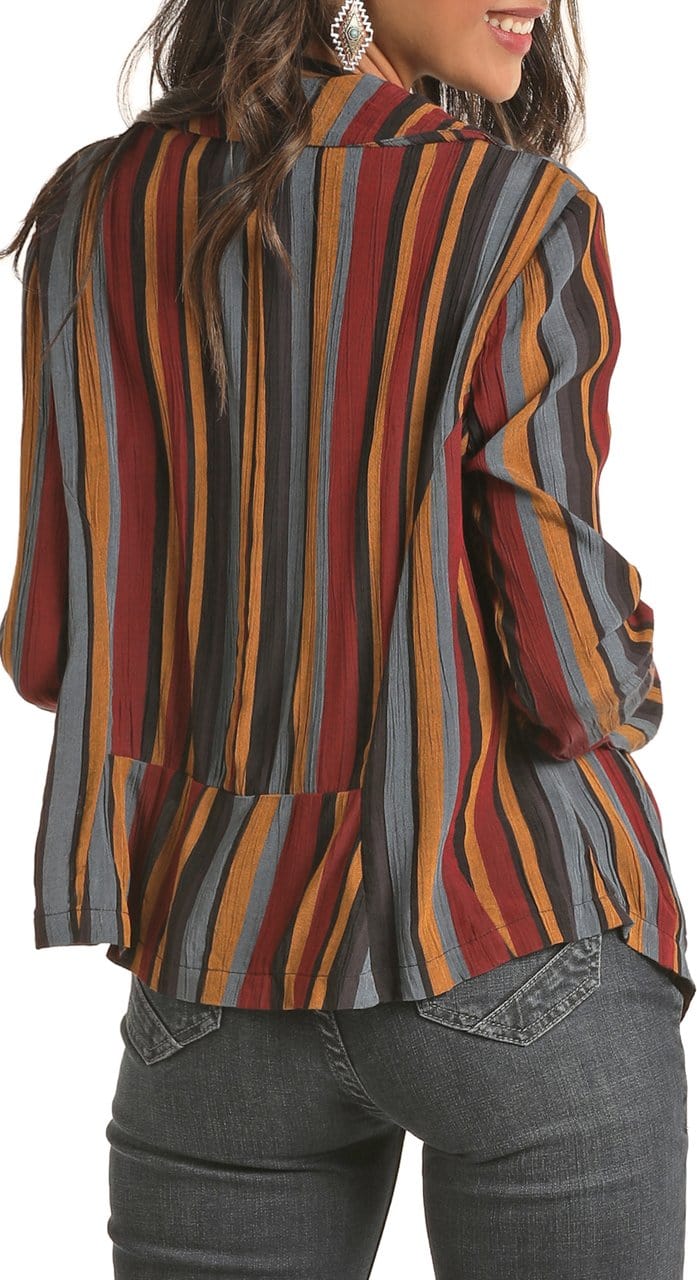 Rock & Roll Cowgirl Women's Loose Fit Striped Jacket 52-7646