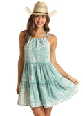 PANHANDLE SLIM Dress Rock & Roll Cowgirl Women's Sky Blue Cotton Eyelet Halter Dress RRWRD0RZOI