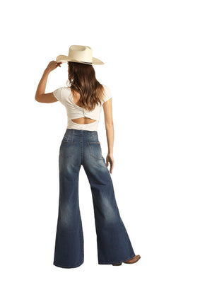 PANHANDLE SLIM Jeans Rock & Roll Cowgirl Women's High Rise Extra Stretch Palazzo Flare Jeans WHF3529
