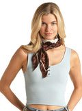 PANHANDLE SLIM Shirts Panhandle Women's Aquamarine Henley Tank Top RRWT20RZOT