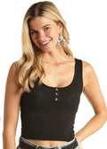 PANHANDLE SLIM Shirts Panhandle Women's Black Henley Tank Top RRWT20RZOT