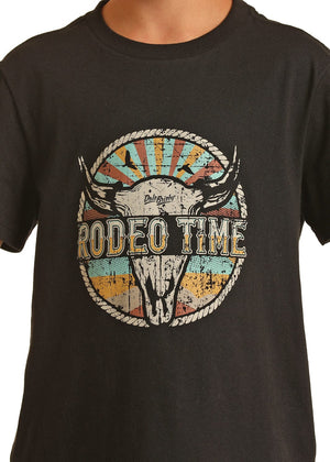 PANHANDLE SLIM Shirts Rock & Roll Cowboy Boy's Dale Brisby Rodeo Time Black T-Shirt RRBT21R12V
