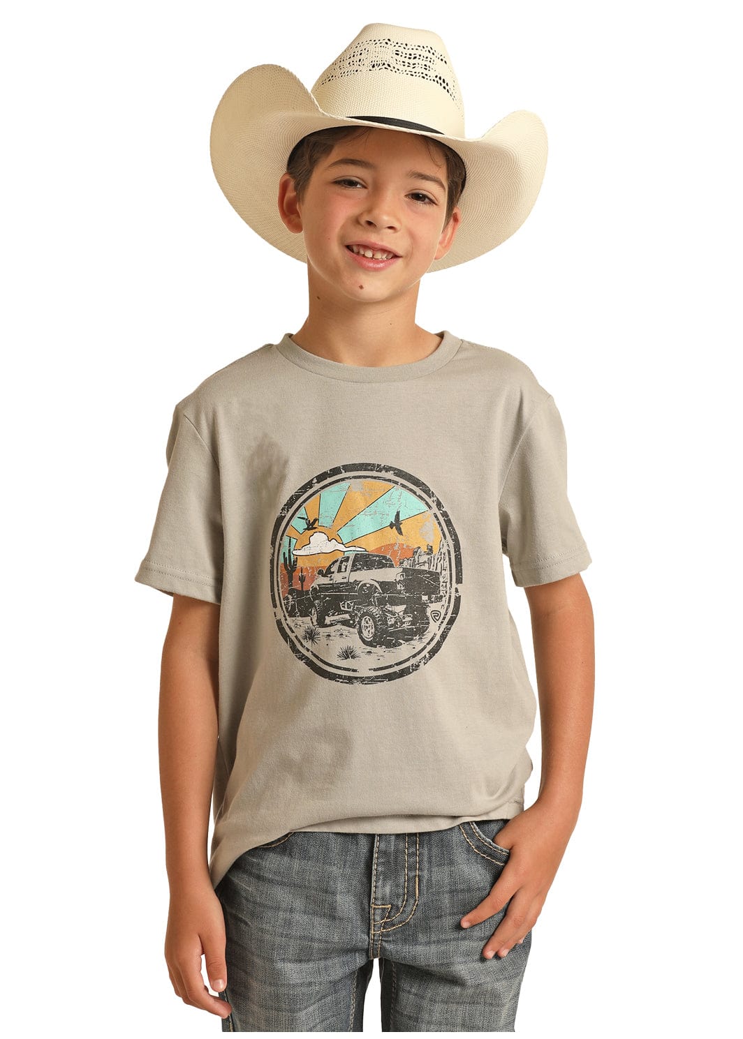PANHANDLE SLIM Shirts Rock & Roll Cowboy Boys Desert Driftin' Lifted Truck Graphic T-Shirt RRBT21R12M