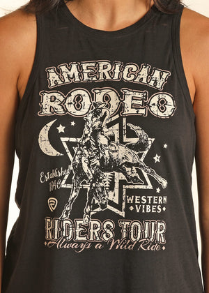 PANHANDLE SLIM Shirts Rock & Roll Cowgirl Women's American Road Riders Tour Black Tank RRWT20R0YV
