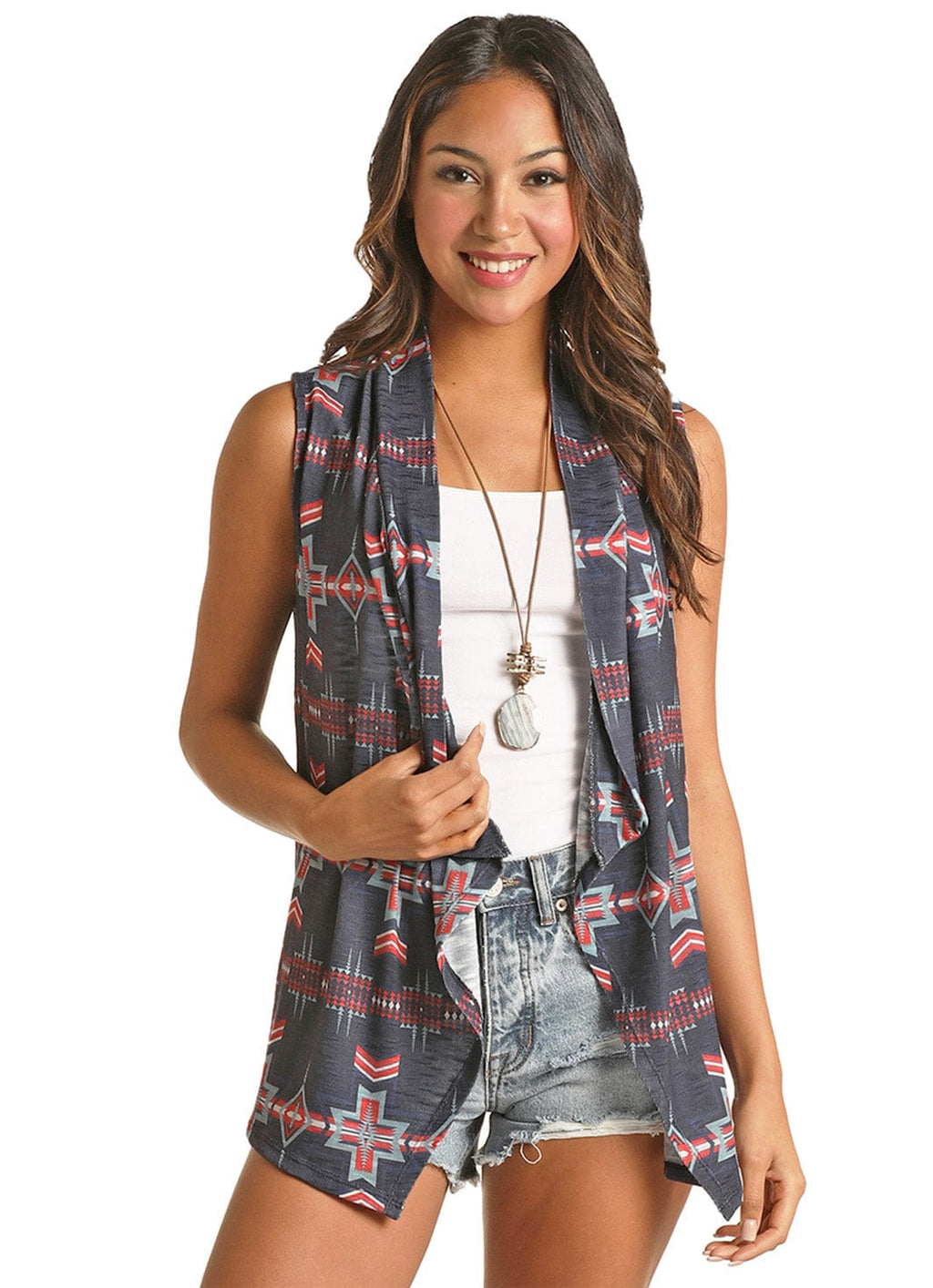 PANHANDLE SLIM Shirts Rock & Roll Cowgirl Women's Americana Aztec Print Vest RRWT98RZNR