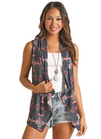 PANHANDLE SLIM Shirts Rock & Roll Cowgirl Women's Americana Aztec Print Vest RRWT98RZNR
