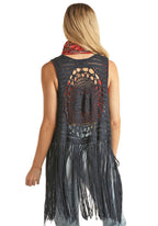 PANHANDLE SLIM Shirts Rock & Roll Cowgirl Women's Crochet Fringe Knit Vest RRWT38RZNZ