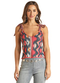 PANHANDLE SLIM Shirts Rock & Roll Cowgirl Women's Tie Strap Knitted Tank RRWT20RZMY