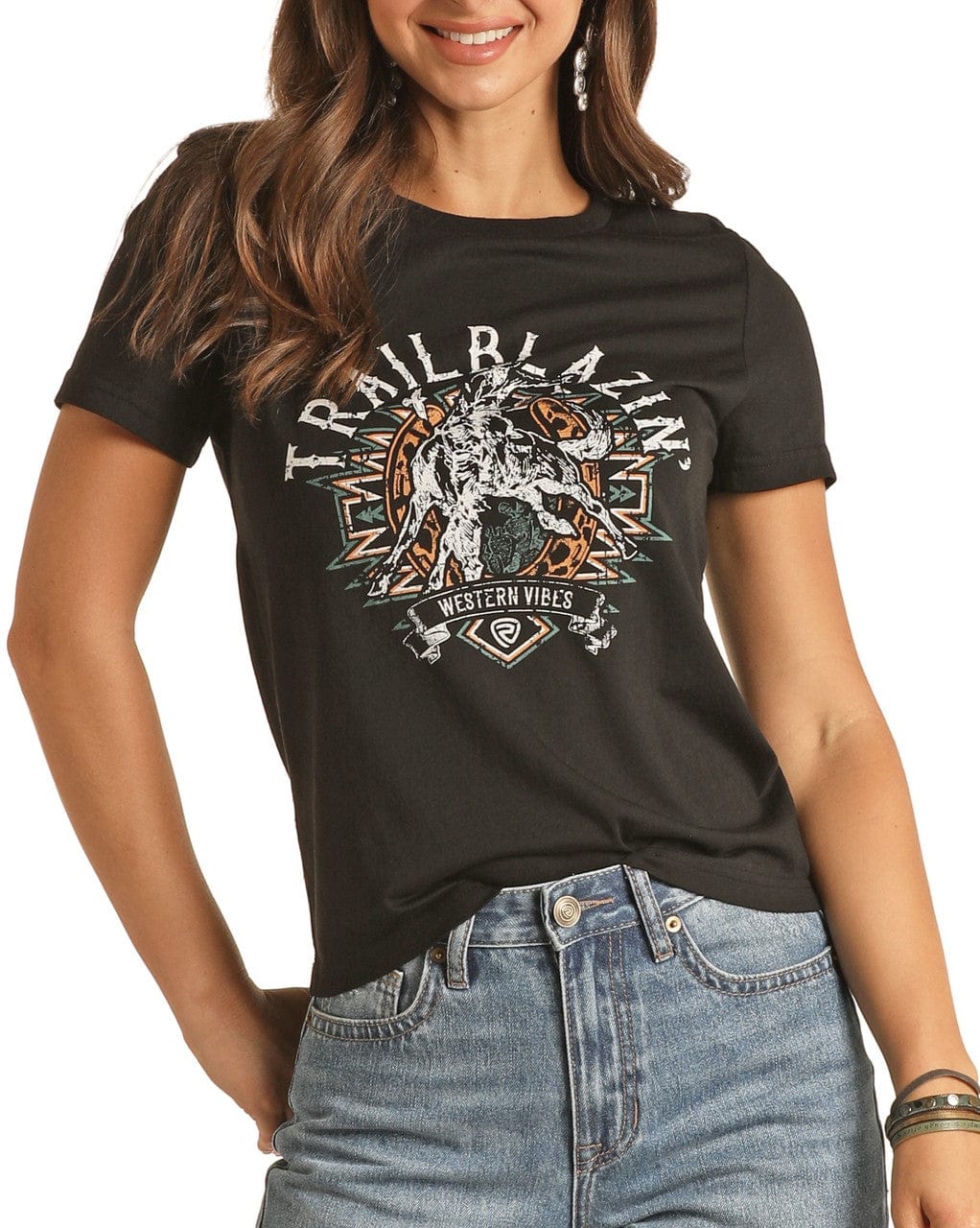 PANHANDLE SLIM Shirts Rock & Roll Cowgirl Women's Trail Blazin' Graphic Tee RRWT21R0YI