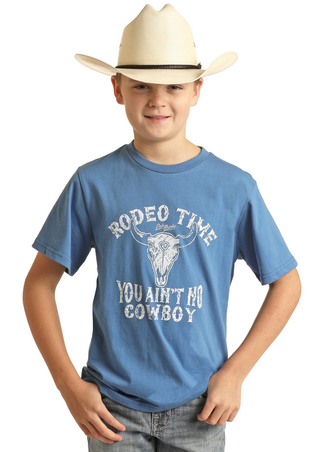 PANHANDLE SLIM Shirts Rock & Roll Denim Boys "Ain't No Cowboy" Dale Brisby Blue T-Shirt RRBT21RZM8