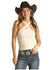 PANHANDLE SLIM Shirts White / S Rock & Roll Cowgirl Women's Sweater Tank RRWT30R043